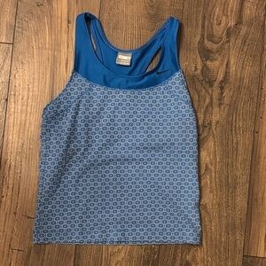 Nike Women's Blue Geometric Tank Top With Built in Bra size M